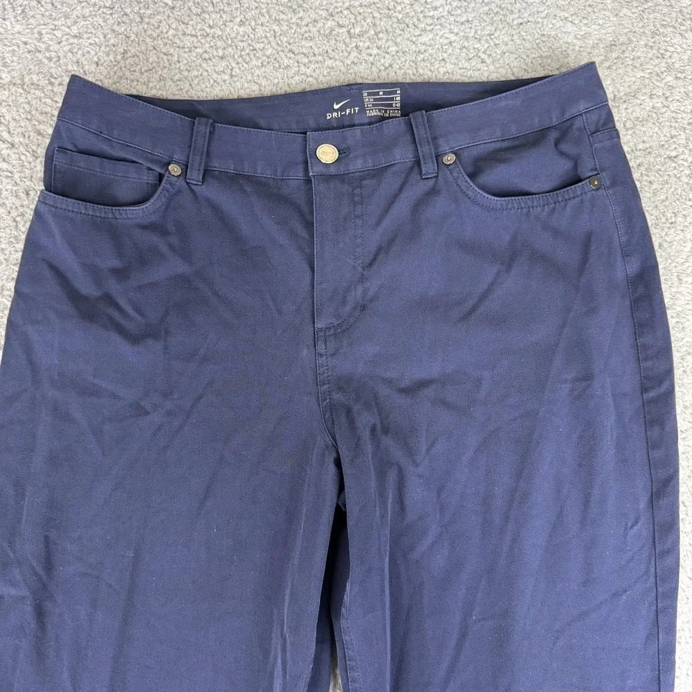 Nike Pants Womens Adult 10‎ Medium Blue Swoosh Logo Dri Fit Casual Comfort 31x28